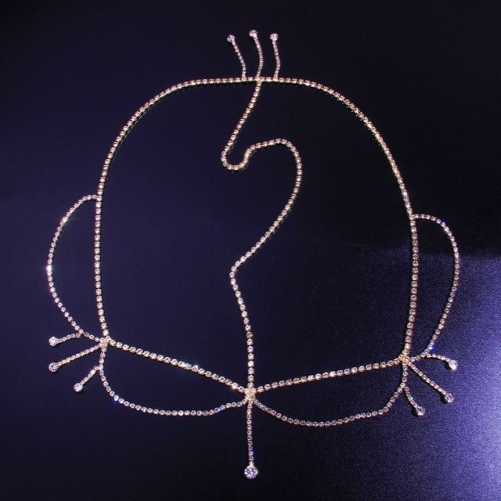 Crystal Bridal Forehead Chain Headpiece Bling Hair Jewelry Wedding Accessory - Picture 3 of 6